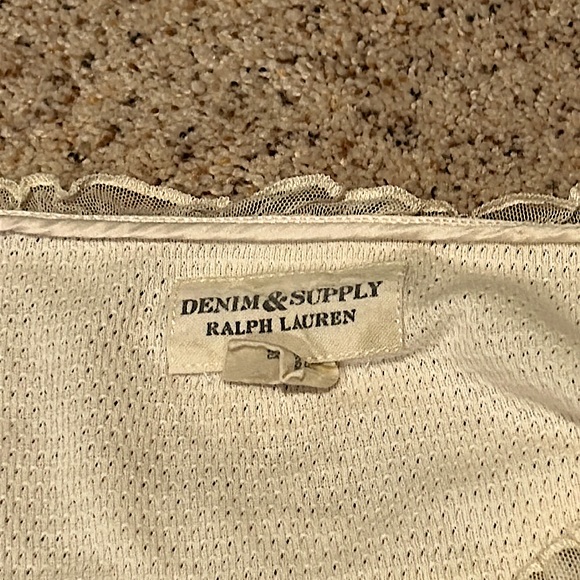 Denim and Supply Ralph Lauren Cute Long Sleeve Ruffled Crop Top Shirt **Size L** - Picture 3 of 3